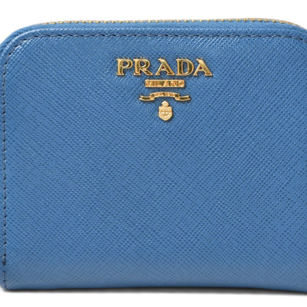 Prada coin case, purse, PRADA Saffiano embossed leather, COBALTO blue, 1MM268.